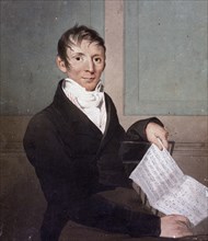 Mr. Graupner, seated and holding music, 1809. By John Rubens Smith