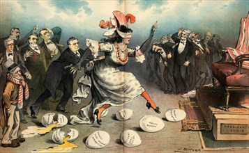 Democracy's disastrous egg-dance. By Joseph Ferdinand Keppler