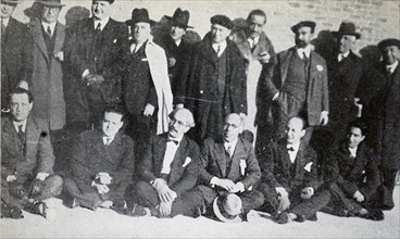 A group of Spanish revolutionary men in Madrid, 1930