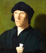 Painting titled 'A Man aged 38' by Lucas van Leyden