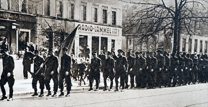 Units of the Bereitschaften on the march in the Soviet zone of Germany
