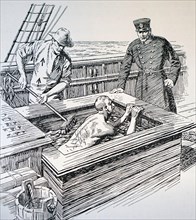 Wash a prisoner in salt water on a British prison transportation ship used to take convicts to Australia