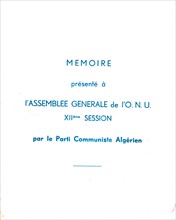 Mémoire présenté à l'assemblée générale de l'O.N.U. par le Parti communiste algérien