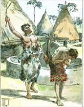 Illustration du conte "Les hommes de l'âge de pierre : "le captif"