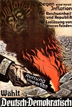 Affiche de propagande des démocrates allemands contre l'inflation au moment des élections