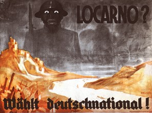 Propaganda poster against the Treaty of Locarno on the Rhine concluded by Stresemann