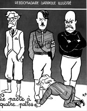 Caricature de Bib extraite de Charivari. "Le pacte à quatre ...pattes", 1933