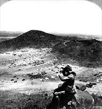 Guerre des Boers, soldat anglais surveillant un campement