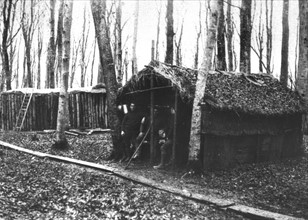 France, Army zone, fitting out a camp for the winter season