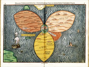 Bünting : Itinerarium Sacrae Scripturae,  : The whole world in a clover leaf, 1592
