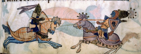 Luttrell Psalter, f° 82 : Richard I the Lion-Heart and Saladin