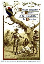 Publicité pour le chocolat d'Aiguebelle, la vie de Bayard (vers1475-1524), dernière rencontre de Bayard et du Connétable de Bourbon