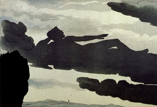 Le rêve de Joël, Poème et musique de Georges Fragerolle, Illustrations de Louis Bombled, Joël nuage