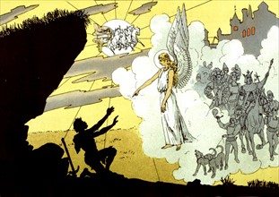 Le rêve de Joël, Poème et musique de Georges Fragerolle, Illustrations de Louis Bombled, Joël et l'ange
