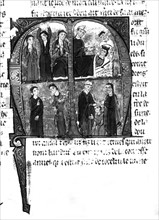 Histoire d'Outremer par Guillaume de TYr, St-Jean-d'Acre, vers 1275-1291 : Pleureuses lors de la mort d'Amaury 1er, Couronnement de Baudoin IV
