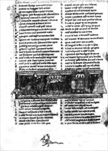 Manuscrit du "Chevalier au cygne" : Pierre l'hermite haranguant les croisés devant Jérusalem