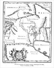 Carte géographique du paradis terrestre, dessinée par P.-D. Huet, évêque d'Avranches en 1698 in ouvrage de Henri du Cleuziou : "La création de l'homme et les premiers âges de l'humanité"