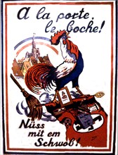 Affiche au moment de la libération de la France : "A la porte le boche !"