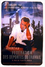 Affiche de propagande de Noga Levasseur pour la Fédération des déportés du travail (S.T.O)