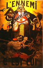 Anti-masonic propaganda poster: "The enemy is him!"