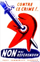 Affiche de propagande anti-gaulliste du Parti communiste français : "Non au référendum"