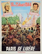 Affiche de Brantonne : "Paris se libère". (le colonel Rol-Tanguy et le colonel Fabien)