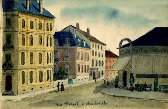 Charleville-Mézières (Ardennes), Rue Forest, watercolor