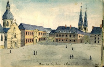 Charleville-Mézières (Ardennes), Place du Sépulcre, watercolor