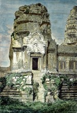Portique central d'Angkor Vat, Tour d'angle du second étage, Dessin de Thérond d'après une photo de M. Gsell