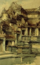 Angkor, aquarelle de Jean Courmaille