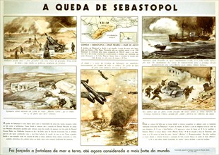 German anti-bolshevist propaganda poster in Spanish, German offensive in Sebastopol, USSR (1942)