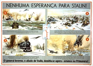 German anti-bolshevist propaganda poster in Spanish, German offensive in the USSR