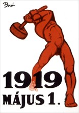 Affiche politique de Mihaly BIRO (1886-1948), Révolution hongroise de 1919