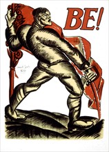 Affiche politique de Jozsef LAMPERTH (1891-1924) et Janos KMETTY (né en 1889), Révolution Hongroise de 1919