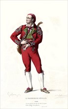 Engraving by Lallemand, Beaumarchais. "The Barber of Seville"