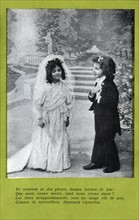 Children playing marriage, postcard