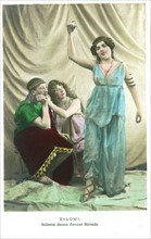 Salome dancing in front of Herode, postcard