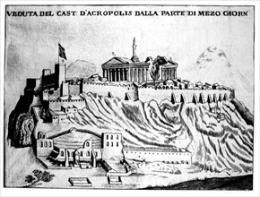 View of the Acropolis in Athens, in "L'Atene Attica" by Fanelli