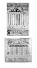 Drawings by Ciriaco of Ancona and San-Gallo. Athens, the Parthenon: west pediment