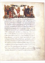 Greek manuscript. King Philip questioning astrologers about his son, Alexander the Great