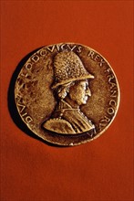 Bronze medal representing Louis XI (1423-1483) by Francesco Laurana