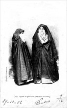 Postcard, veiled women (Black veil: Constantine area)