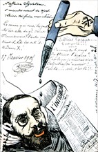 Satirical postcard about the cards affair.
Below, caricature of Alfred Dreyfus
