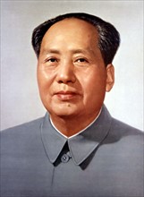 Chromolithographie chinoise. Portrait du président Mao Zedong.