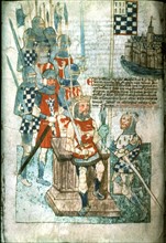 Miniature. William the Conqueror investing Earl Alain of Brittany