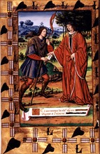 Miniature illustrant les "Epîtres" d'Ovide translatées du latin en français par Octavien de Saint Gelais en 1496