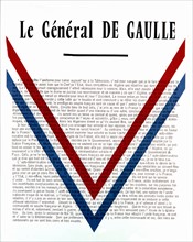 Propaganda poster. General de Gaulle's speech: Right of the Algerians to self-determination