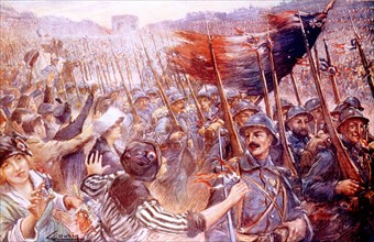 Charles Cousin. Paris. Victory parade on the Champs Elysées, 1918