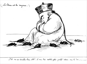 Satirical cartoon by Georges Bizot. "China and the rodents", 1898