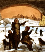 Eskimo family, in "Narrative of a voyage by Captain Ross" in the years 1829 until 1833, who discovered a north-west passage from the eastern to the western ocean",  /